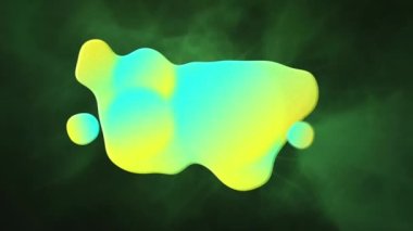 Siyah arkaplandaki yeşil dalgaların üzerindeki lekenin canlandırılması. renk, hareket ve enerji arkaplan kavramı, dijital olarak oluşturulmuş video.