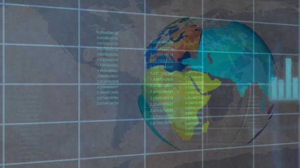 Animación Datos Interfaz Digital Todo Mundo Conexiones Globales Negocios Interfaz — Vídeo de stock