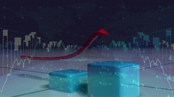 Animace Dat Digitálního Rozhraní Mapě Světa Globální Připojení Obchodní Digitální — Stock video