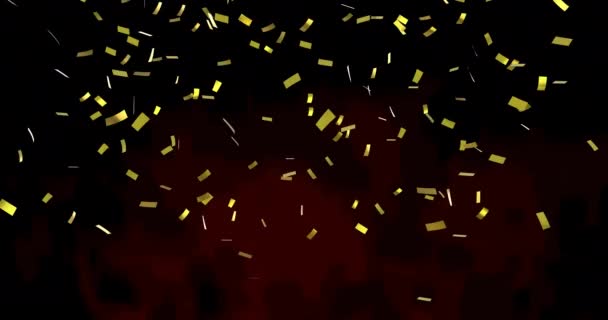Animação Confetes Ouro Flutuando Sobre Fundo Vermelho Preto Festa Celebração — Vídeo de Stock