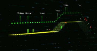 Renkli bir grafiğin bir ızgara üzerinde renkli sayıları olan bir resmi. Küresel ekonomi borsa konsepti dijital kompozisyon