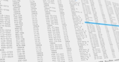 Beyaz ve mavi bilgisayar ekranında veri işleme resmi. küresel teknoloji, programlama ve hesaplama kavramı dijital olarak oluşturulmuş görüntü.