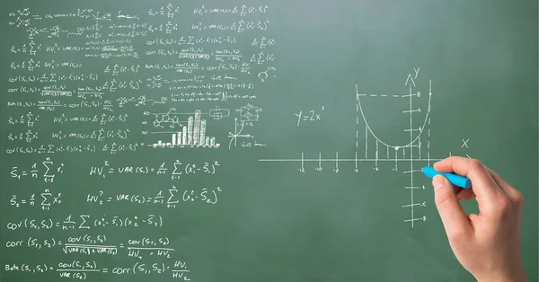 Composición Ecuaciones Matemáticas Sobre Pizarra Verde Concepto Educación Escuela Aprendizaje — Foto de Stock