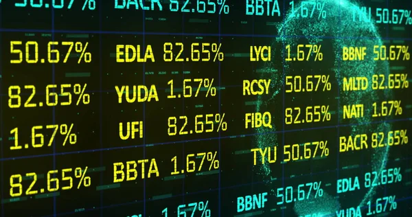 Imagen Los Datos Del Mercado Valores Azul Amarillo Rodando Procesando — Foto de Stock