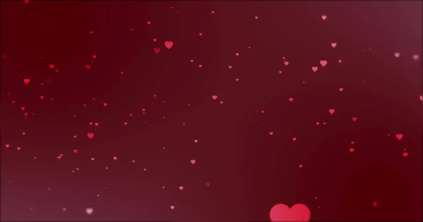 Formas Coração Rosa Caindo Sobre Fundo Vermelho Escuro Amor Dia — Fotografia de Stock