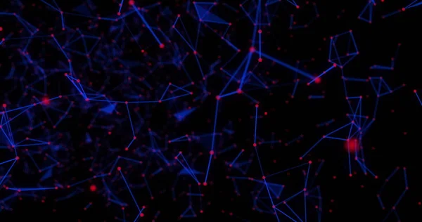 Εικόνα Πολλαπλών Σχημάτων Από Μπλε Συνδέσεις Και Κόκκινες Κουκίδες Που — Φωτογραφία Αρχείου
