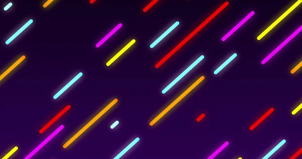 Obraz Wielu Kolorowych Świecących Neonowych Linii Diagonalnych Poruszających Się Pętli — Zdjęcie stockowe