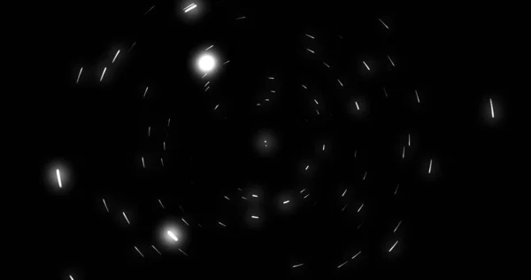 黒い背景に回転する光の白い点を光る エネルギー 動きの概念 デジタルで生成された画像 — ストック写真