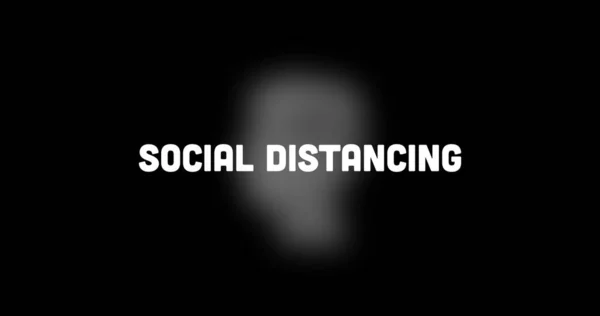 Immagine Una Testa Umana Fatta Parole Messaggio Distanza Sociale Sfondo — Foto Stock