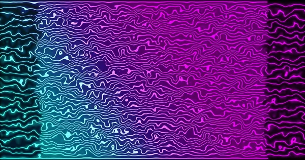黒い背景に動く青い液体の線に輝くネオンピンクのイメージ 色と動きの概念はデジタルで生成され — ストック写真