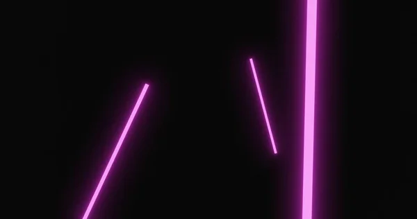 Pulsating Pink Neon Strip Lights Floating Black Background Energy Electricity — Stock Photo, Image