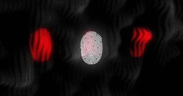 Bild Des Digitalen Biometrischen Fingerabdrucksymbols Auf Schwarzem Mesh Hintergrund Globales — Stockfoto