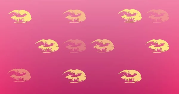 ピンクの背景に唇の構成が繰り返されます ファッションと美容のアクセサリー背景パターンコンセプトデジタル画像 — ストック写真