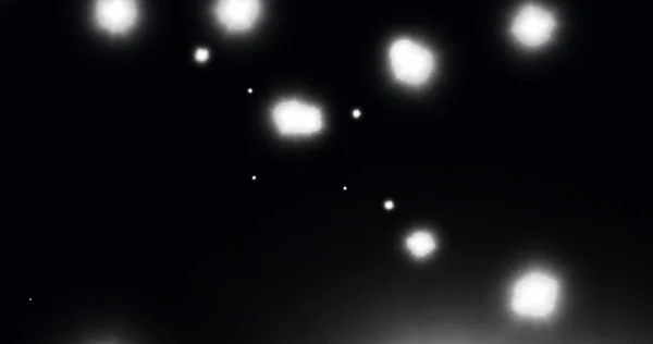 Afbeelding Van Gloeiende Witte Lichtvlekken Zwarte Achtergrond Licht Bewegingsconcept Digitaal — Stockfoto