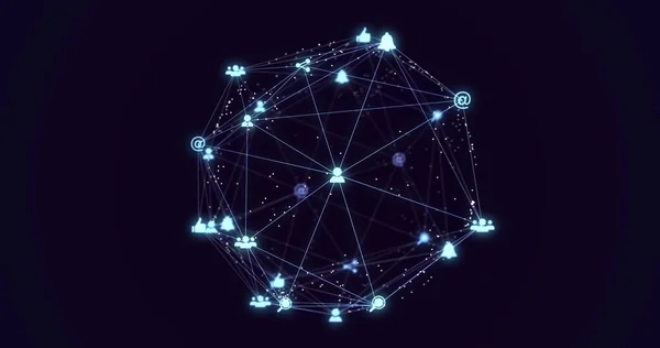 Imagem Interface Digital Rede Conexões Com Ícones Brilhantes Redes Sociais — Fotografia de Stock