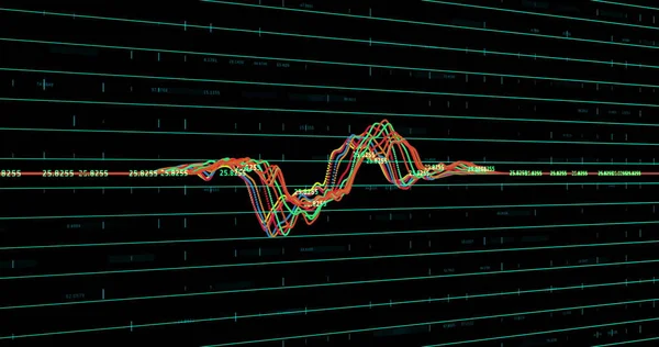 Image Graphique Composé Plusieurs Lignes Colorées Montant Descendant Avec Des — Photo