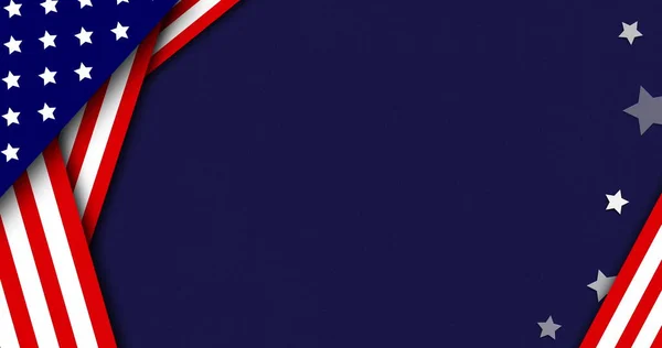 白い星がちらつき アメリカの国旗が青い背景の繰り返しの動きの中でシームレスなループで動き回っているイメージ 米国大統領選挙民主主義の概念デジタルで生成されたイメージ — ストック写真