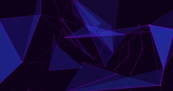 複数の紫色の三角形の画像は 黒の背景に催眠運動で動く接続のネットワークを形成します 色と動きの概念デジタル生成された画像 — ストック写真
