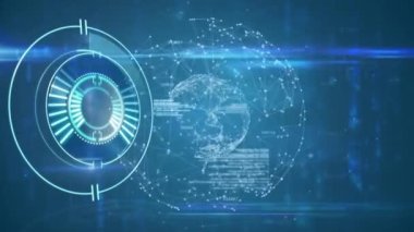 Bağlantılar ve küresel ağ üzerinden tarama alanının animasyonu. küresel teknoloji, dijital arayüz ve bağlantılar konsepti dijital olarak oluşturulmuş video.