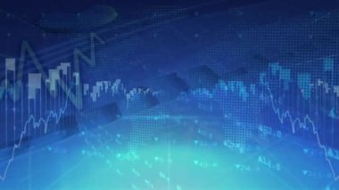 Dünya haritası üzerinde dijital arayüz verilerinin animasyonu. küresel bağlantılar, iş dünyası, dijital arayüz, teknoloji ve ağ konsepti dijital olarak oluşturulmuş video.