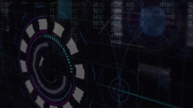 Arıza ve veri işleme ile kapsam taramasının animasyonu. küresel veri işleme, iletişim, dijital arayüz, teknoloji ve ağ konsepti dijital olarak oluşturulmuş video.