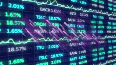 Finansal veri işleme animasyonu. küresel iş, dijital arayüz, teknoloji ve ağ konsepti dijital olarak oluşturulmuş video.