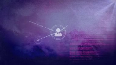 Dağların ötesindeki simgelerle olan bağlantı ağlarının animasyonu. küresel bağlantılar, teknoloji, dijital arayüz ve bağlantılar konsepti dijital olarak oluşturulmuş video.