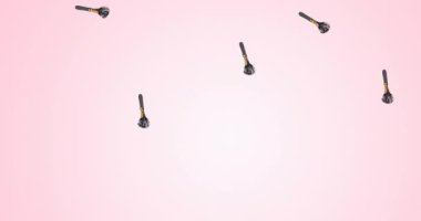 Makyaj fırçasının pembe arka planda tekrarlanması. moda ve güzellik aksesuarları arka plan desen konsepti dijital animasyon.