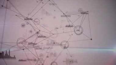 İstatistiklerle bağlantı ağının animasyonu. küresel bağlantılar, iş dünyası, dijital arayüz, teknoloji ve ağ konsepti dijital olarak oluşturulmuş video.