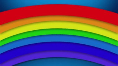 Mavi arka planda süzülen gökkuşağının animasyonu. küresel insan hakları, eşitlik, dijital arayüz, teknoloji ve ağ konsepti dijital olarak oluşturulmuş video.