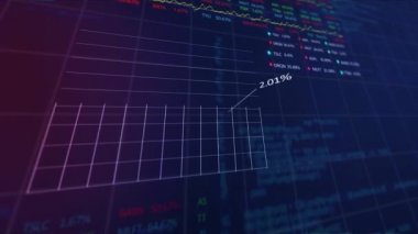 Şebeke üzerinde finansal veri işleme animasyonu. küresel finansmanlar, iş dünyası, dijital arayüz, teknoloji ve ağ konsepti dijital olarak oluşturulmuş video.