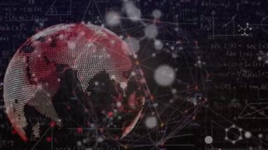 Bağlantı ağı olan gezegen beyninin animasyonu. küresel bilim, dijital arayüz, teknoloji ve ağ konsepti dijital olarak oluşturulmuş video.