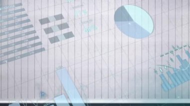 Beyaz arka plandaki istatistiklerin canlandırması. küresel bağlantılar, dijital arayüz, teknoloji ve ağ konsepti dijital olarak oluşturulmuş video.