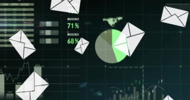 İstatistikler yerine simgelerin canlandırılması. küresel sosyal medya, bağlantılar, dijital arayüz, teknoloji ve ağ konsepti dijital olarak oluşturulmuş video.