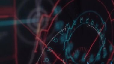 Arıza ve veri işleme ile kapsam taramasının animasyonu. küresel veri işleme, iletişim, dijital arayüz, teknoloji ve ağ konsepti dijital olarak oluşturulmuş video.