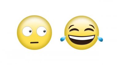 Beyaz arka planda yuvarlanan gözler ve gülen emoji simgeleri. küresel sosyal medya, iletişim, dijital arayüz, teknoloji ve ağ konsepti dijital olarak oluşturulmuş video.