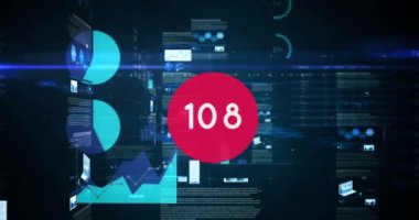 İstatistikler üzerinde değişen sayıların animasyonu. küresel sosyal medya, bağlantılar, dijital arayüz, teknoloji ve ağ konsepti dijital olarak oluşturulmuş video.