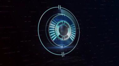 Renkli çizgi grafiği ve siyah arkaplan üzerinde veri işleme ile güvenli kilidin döndürülmesi animasyonu. küresel iletişim ve veri güvenliği kavramı, dijital olarak oluşturulan video.