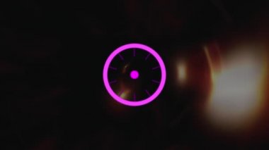 Kaydetme animasyonu koyu arkaplanda turuncu dalgaların üzerine kilitlenir. küresel bağlantılar, dijital arayüz, teknoloji ve ağ konsepti dijital olarak oluşturulmuş video.