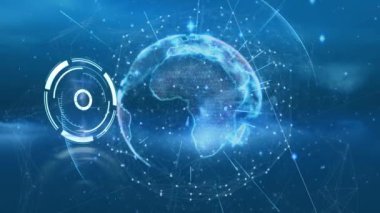 Bağlantılar ve küresel ağ üzerinden tarama alanının animasyonu. küresel teknoloji, dijital arayüz ve bağlantılar konsepti dijital olarak oluşturulmuş video.