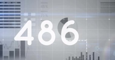 İstatistik ve veri işleme üzerinde değişen sayıların animasyonu. küresel sosyal medya, bağlantılar, dijital arayüz, teknoloji ve ağ konsepti dijital olarak oluşturulmuş video.
