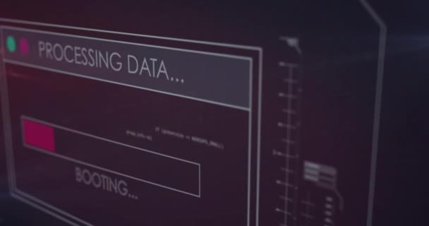 Animation Data Processing Screen Cyber Attack Warning Global Communication Digital — 图库视频影像