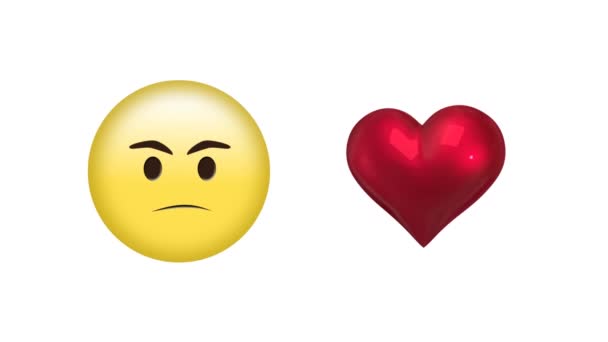 Animação Coração Ícones Emoji Mídia Social Tristes Sobre Fundo Branco — Vídeo de Stock