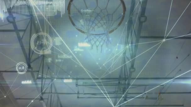 Animering Nätverk Anslutningar Över Basketspelare Global Sport Digitalt Gränssnitt Teknik — Stockvideo