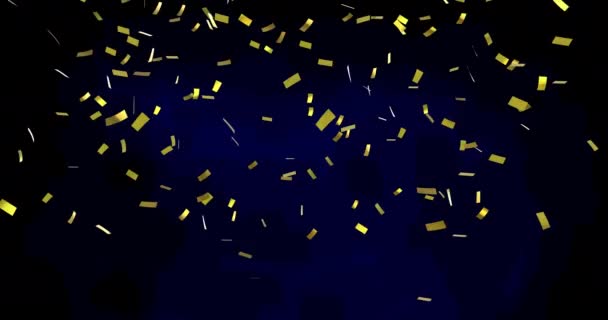 Animatie Van Gouden Confetti Zwevend Zwarte Achtergrond Feest Feestconcept Digitaal — Stockvideo