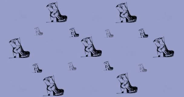 Animation Der Zeichnung Von Schuhen Auf Rosa Hintergrund Wiederholt Mode — Stockvideo