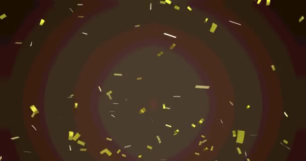 Arka Planda Daireler Üzerinde Yüzen Altın Konfetilerinin Animasyonu Parti Kutlama — Stok video