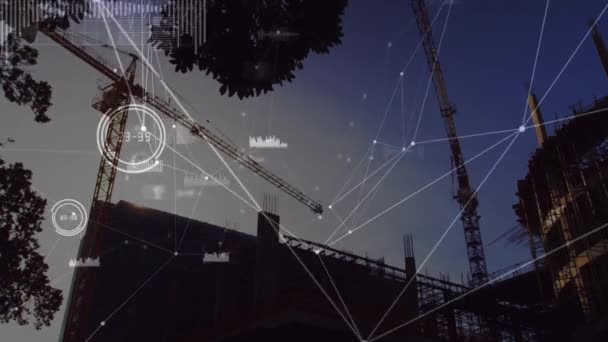 Animace Sítě Připojení Přes Staveniště Globální Vývoj Podnikání Digitální Rozhraní — Stock video