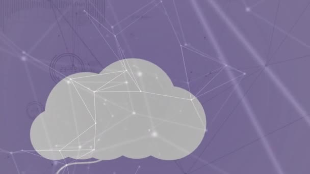 Animacja Chmur Ikon Cyfrowych Siecią Połączeń Globalna Komunikacja Biznes Interfejs — Wideo stockowe