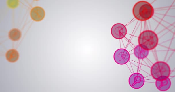 Анимация Сетей Соединений Белом Фоне Глобальный Бизнес Цифровой Интерфейс Технологии — стоковое видео